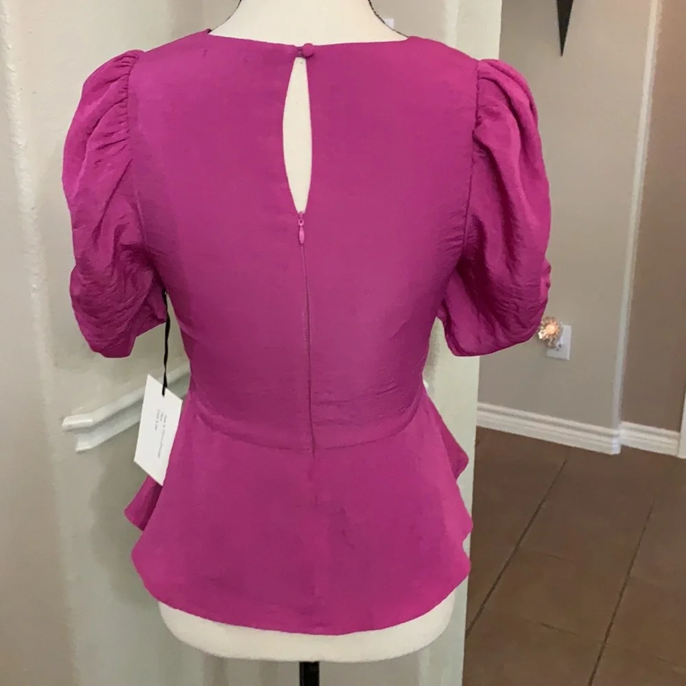 Dee Elly purple peplum top Size S - Picture 3 of 16